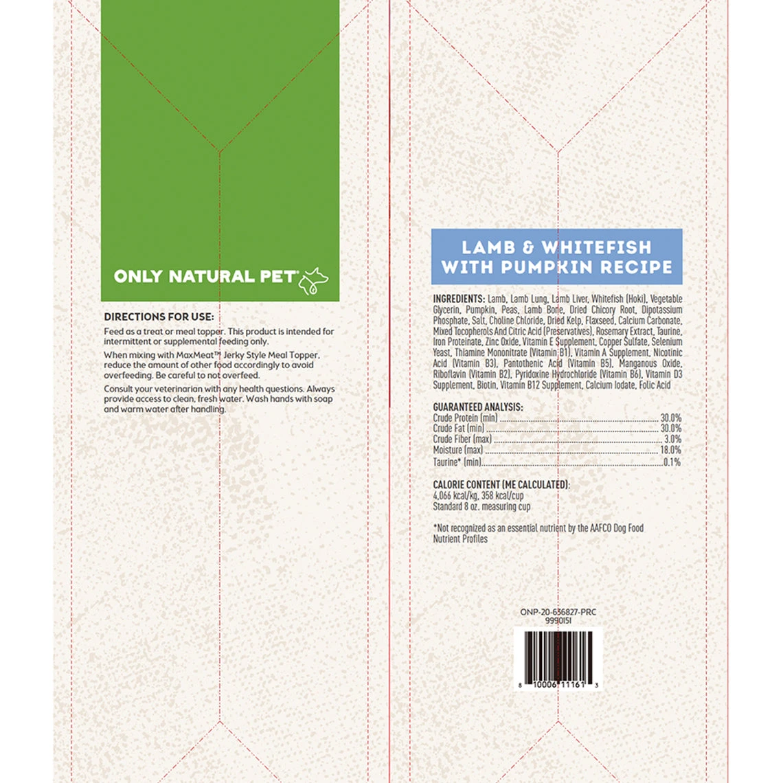 Only Natural Pet MaxMeat Lamb & Whitefish With Pumpkin Recipe Air-Dried Dog Food Topper 3 Only Natural Pet MaxMeat Lamb & Whitefish With Pumpkin Recipe Air-Dried Dog Food Topper - Image 3