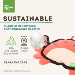 Only Natural Pet Sea Creatures Recycled Plush Dog Toys -Pet Sales Store ClaratheCrabSeaCreaturesPlushDogToySustainable