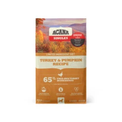 ACANA Singles Limited Ingredient Diet Grain-Free Dry Dog Food -Pet Sales Store DS ACANA Singles Dog Turkey 26 Pumpkin Recipe Front 25lb
