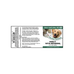 Only Natural Pet Daily Vita-Mineral Herbal Liquid Formula Trace Minerals For Dogs & Cats -Pet Sales Store Daily Vita Mineral Label
