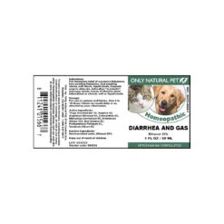 Only Natural Pet Diarrhea & Gas Homeopathic Remedy For Dogs & Cats -Pet Sales Store Diarrhea and Gas Homeopathic Label
