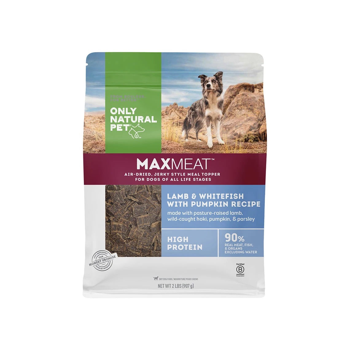 Only Natural Pet MaxMeat Lamb & Whitefish With Pumpkin Recipe Air-Dried Dog Food Topper 1 Only Natural Pet MaxMeat Lamb & Whitefish With Pumpkin Recipe Air-Dried Dog Food Topper