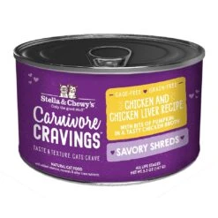 Stella & Chewy's Carnivore Cravings Savory Shreds Chicken & Chicken Liver Wet Cat Food -Pet Sales Store Stella Chewy sCarnCravSavoryShredsChicken ChickenLiver5.2ozCan