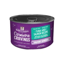Stella & Chewy's Carnivore Cravings Savory Shreds Tuna & Salmon Wet Cat Food -Pet Sales Store Stella Chewy sCarnCravSavoryShredsTuna Salmon5.2ozCan