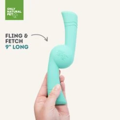 Only Natural Pet Natural Rubber Bond Building Fetch And Tug Dog Toys -Pet Sales Store TealFling FletchSizeInfographic