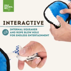 Only Natural Pet Sea Creatures Recycled Plush Dog Toys -Pet Sales Store WinstontheWhaleSeaCreaturesPlushDogToyInteractive