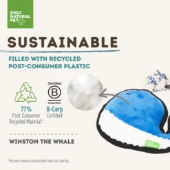 Only Natural Pet Sea Creatures Recycled Plush Dog Toys -Pet Sales Store WinstontheWhaleSeaCreaturesPlushDogToySustainable