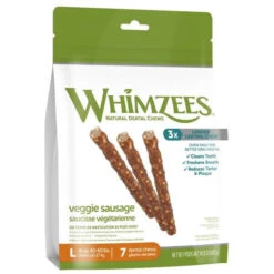Whimzees Vegetarian Dental Chews For Dogs -Pet Sales Store whimzees veggie sausage dog treats large 7ct 58
